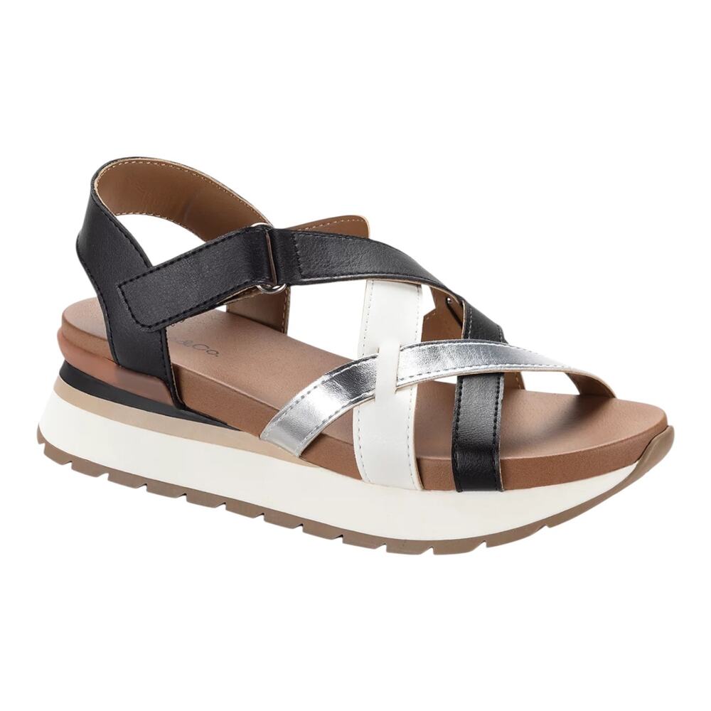Style & Co Women's Sallyy Platform Wedge Heel Sandals Black Multi Size 10
